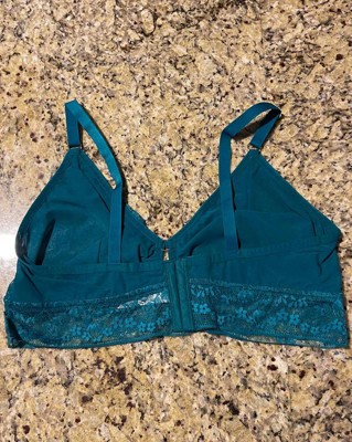 All.you.lively Women's Longline Lace Bralette - Teal Blue L : Target