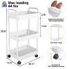 LunaLulinlk Bathroom Cart with Wheels Kitchen Small Storage Cart 3 Tier Rack Rolling Cart Organizer Shelf, White - 3 of 4