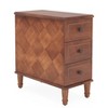 GDFStudio Calthera 11.81" Vintage Wooden 3-Drawer End Table, Brown - 2 of 4