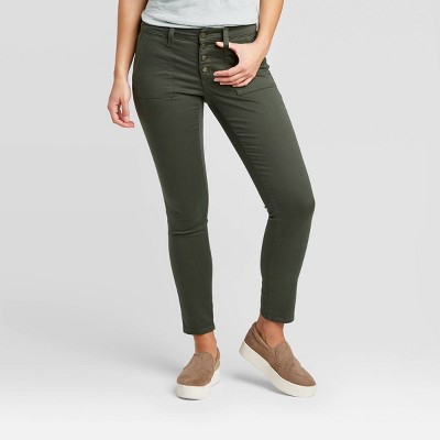 womens olive skinny jeans