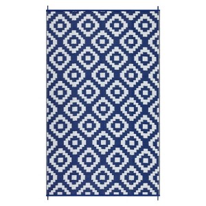 Outdoor Rug Modern Geometric Rug Waterproof Reversible Plastic Straw Rug for Patio Camping RV Balcony Backyard - 1 of 4