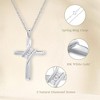 GILDED Small 10KT White Gold Natural Round-Cut Diamond Accent (I-J Color, I2-I3 Clarity) 3 Stone Cross Pendant-Necklace, 18" Chain - 2 of 4