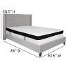 Emma and Oliver Queen Accent Panel Platform Bed/Memory Foam Mattress-Light Gray Fabric - 3 of 4