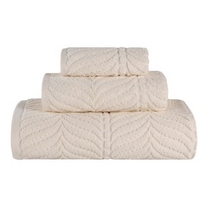 Chevron Zero Twist Cotton Solid and Jacquard Hand Towel Set of 6 by Blue Nile Mills - 1 of 4