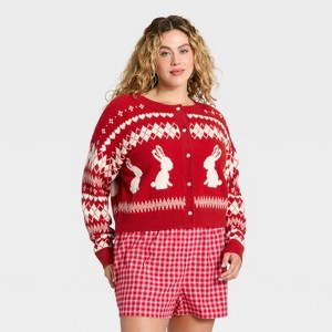 Women's Rabbit Print Cropped Cardigan Sweater - Wild Fable™ - 1 of 3