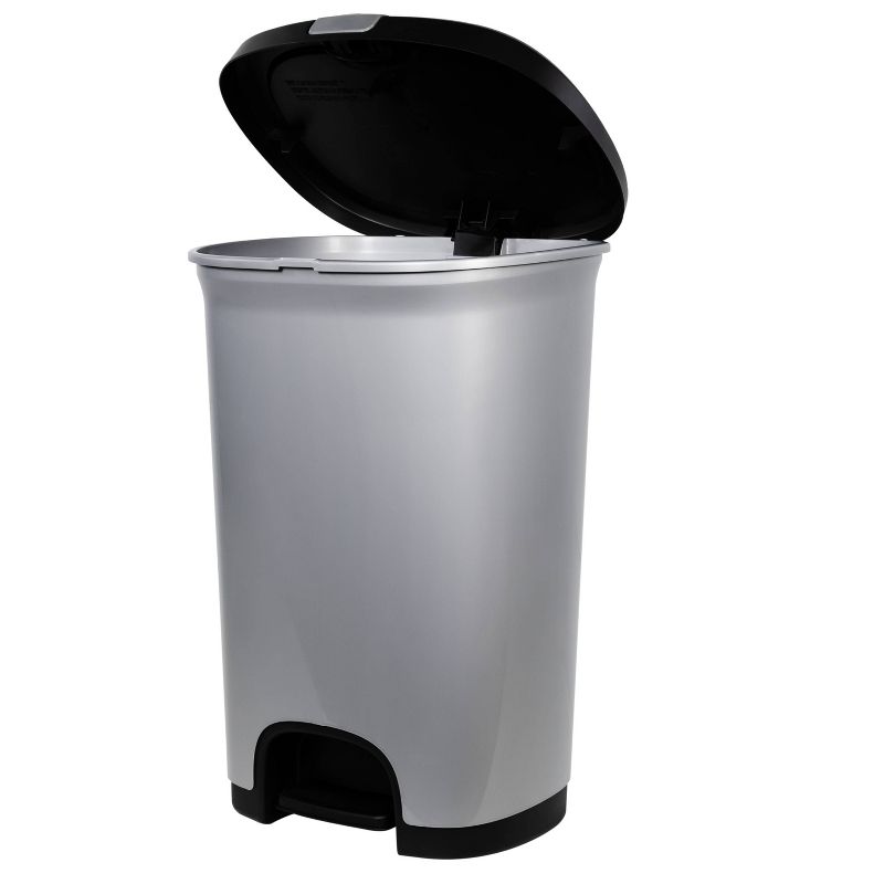 Hefty Select 12.7gal Lock Waste Step Trash Can Silver, 5 of 8