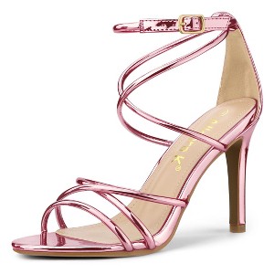 Allegra K Women's Open Toe Strappy Buckle Straps Stiletto Heel Sandals - 1 of 4