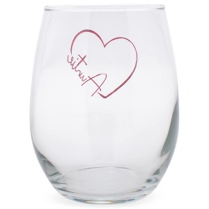 Elanze Designs Auntie Heart Outline 14 Ounce Red Stemless Wine Glass Tumbler - 1 of 2
