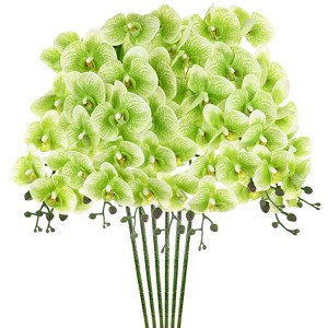 Unique Bargains Artificial Orchid Flowers Nine-headed Large Faux Phalaenopsis Silk Bouquets Real Touch 37 Inch - 1 of 4