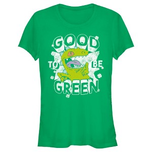 Juniors Womens Rugrats St. Patrick's Day Reptar Good to be Green T-Shirt - 1 of 4