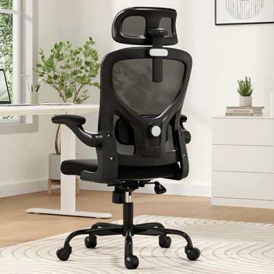 Fontoi Task and Office Chairs, Comfy Computer Desk Chair with Flip-up Armrests, Home Office Desk Chair with Headrest, Black, 25.6"*27.2"*40"