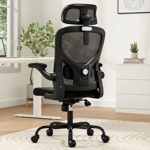Fontoi Task and Office Chairs, Comfy Computer Desk Chair with Flip-up Armrests, Home Office Desk Chair with Headrest, Black, 25.6"*27.2"*40" - 1 of 4