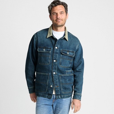 Lands' End Men's Blanket Lined Denim Jacket With Corduroy Collar