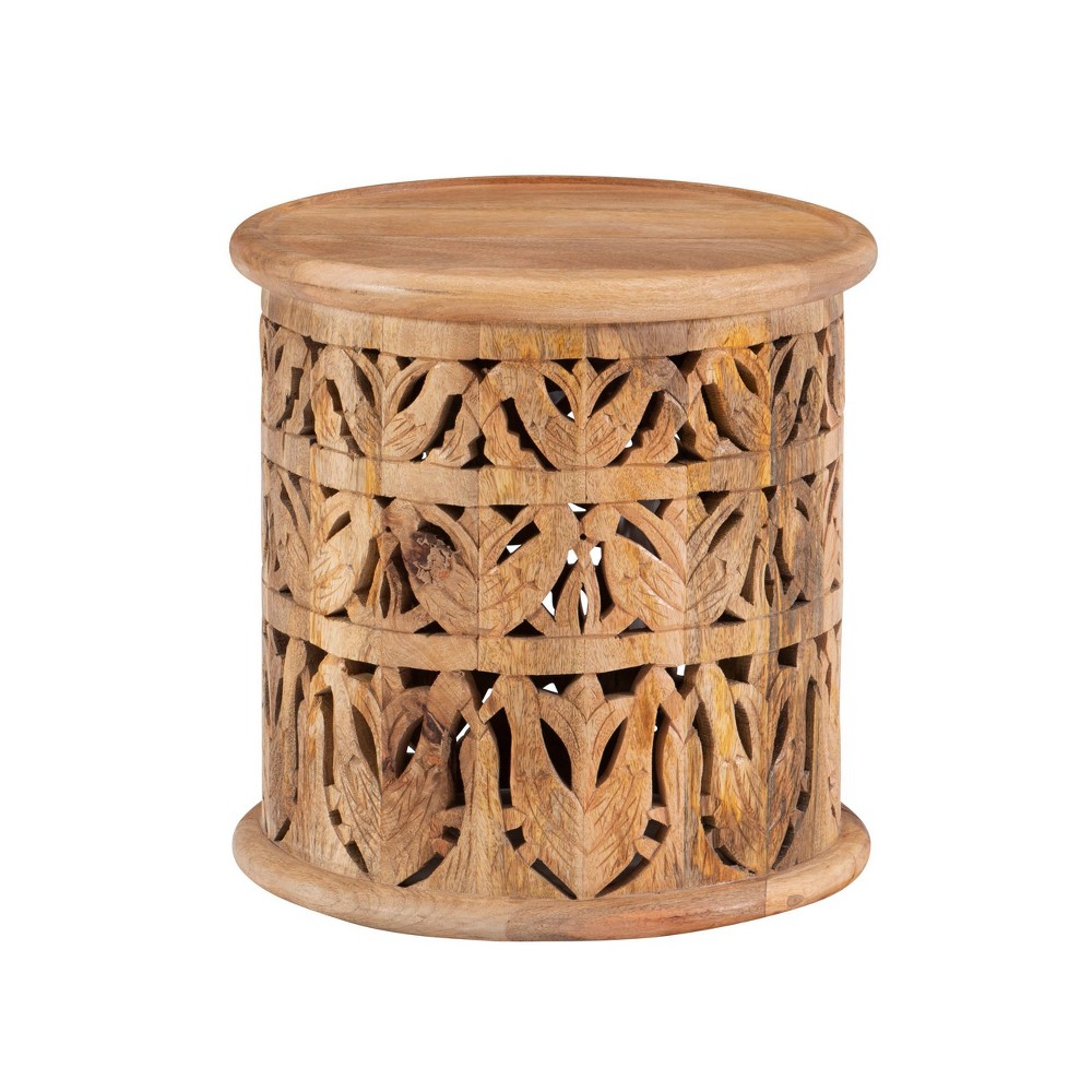 17' Elsbeth Fully Assembled Solid Mango Wood Accent Side Table Natural - Linon -  Powell, 84596672