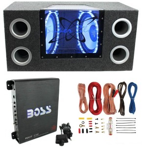 Pyramid BNPS102 10" 1000W Dual Car Subwoofers w/ Box, 1100W Mono Amp, & Amp Kit - 1 of 4