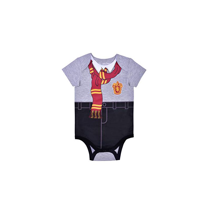 Warner Bros Boy's 5-Pack Harry Potter Baby Bodysuit Creeper Set with Gryffindor Quidditch and Hogwarts Uniforms for Infant, 4 of 7