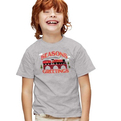 Boys' Harry Potter Seasons Greetings Christmas Hogwarts Express T-Shirt Athletic Heather Large