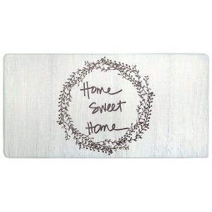 NICOLE MILLER NEW YORK Home Sweet Home Wreath Anti-Fatigue Kitchen Mat, White/Brown, 20"x39" - 1 of 3