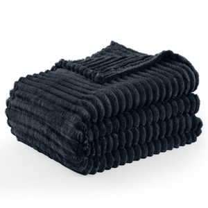 Cozy Soft Striped Fleece Blankets Decorative Plush Luxury Ribbed Warm Blanket for Couch, Sofa, Chair & Bed  - Lux Decor Collection - 1 of 4