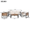 Outdoor 4-Pieces Sofa Set, Garden Sofa Set with Acacia Wood Tabletop Coffee Table, Sofas with Metal Frame and Removable Cushions–Cuddlewood - 4 of 4