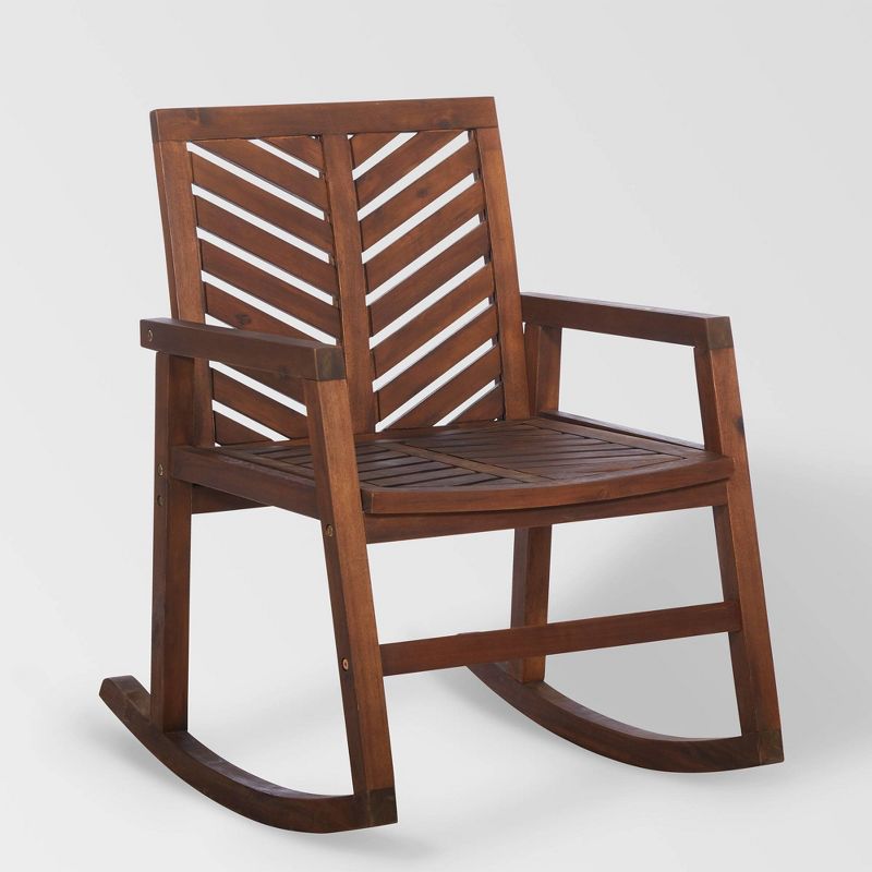 Slatted Chevron Acacia Wood Patio Rocking Chair - Saracina Home, 1 of 7