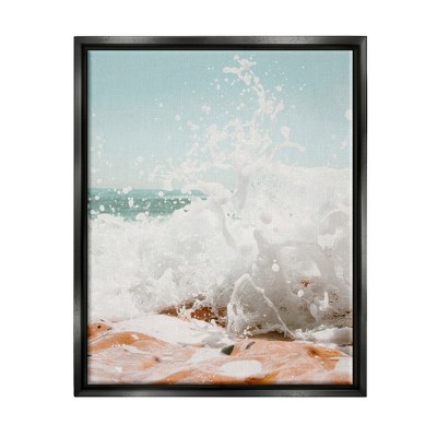 Stupell Industries Splashing Sandy Beach Sea Foam Framed Canvas