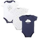 Hudson Baby Infant Boy Cotton Bodysuits 3pk, Navy Clouds