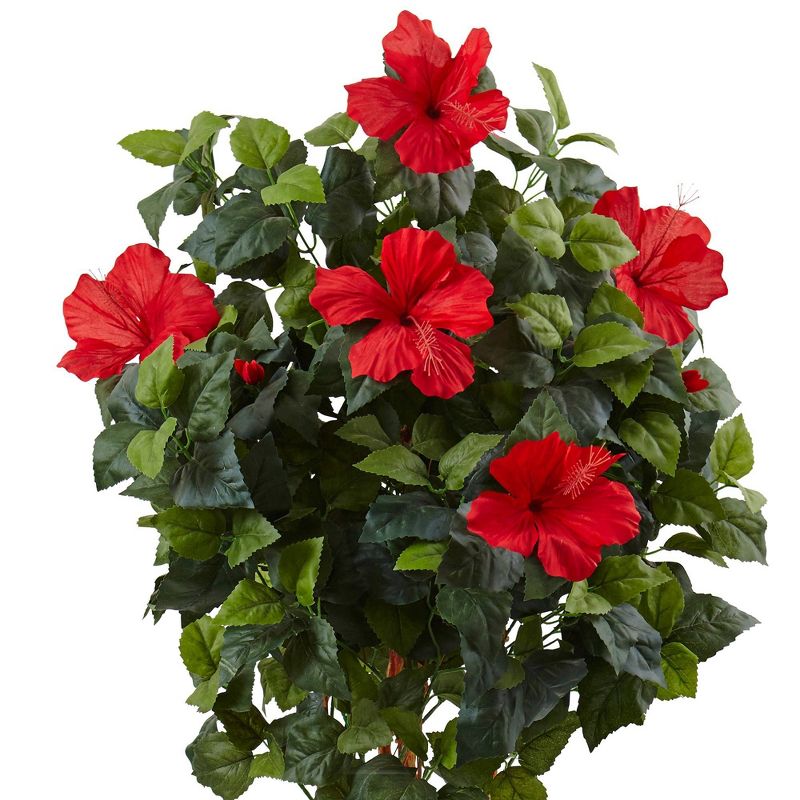 5ft Artificial Hibiscus Tree in Decorated Wooden Planter - Nearly Natural, 3 of 5