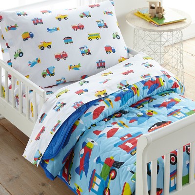 Wildkin Kids Trains, Planes & Trucks Cotton Comforter - Toddler