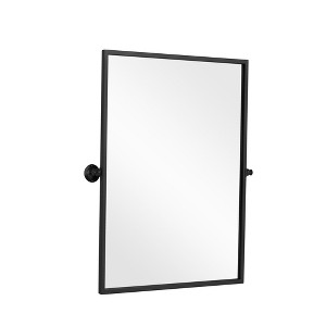 Aghana Digitals 36x24 Inch Rotating Rectangle Mirror, Black Metal Frame Wall-Mounted Vanity Mirror - 1 of 4