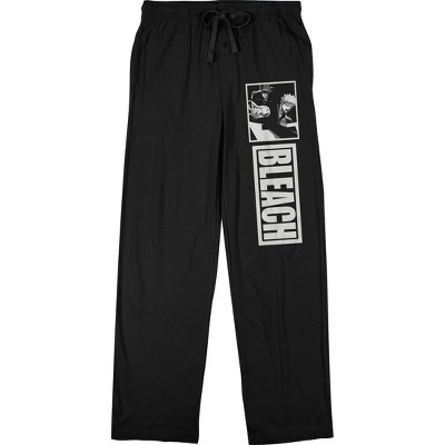 Bleach Anime Cartoon Mens Black Graphic Print Drawstring Sleep Pajama Pants