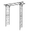 COMHOMA Metal Garden Arch with Gate and Plant Pot Garden Arbor Trellis Climbing Plants Support Rose Arch Black - 4 of 4