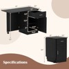 Costway Folding Computer Desk with Drawer Cabinet & Adjustable Shelf Wheel for Living Room, Black/White - 3 of 4