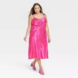 Women's Plus Ruched Slip Dress - A New Day™ Pink 4X
