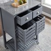 Syemin Kitchen Carts and Islands Mobile Rolling Kitchen Trolley Serving Cart Mobile Kitchen Cart Serving Utility Carts, Grey, 30"*22.01"*36.26" - 3 of 4