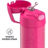 THERMOS FUNTAINER 12 Ounce Stainless Steel Vacuum Insulated Kids Straw Bottle, Pink Glitter - 3 of 4
