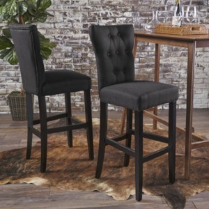 Fabric Upholstered Bar Stools,Counter Height Bar Stools Set Of 2,For Your Kitchen Island, Living Room,Home Bar,Dining Area-Cuddlewood - 1 of 4