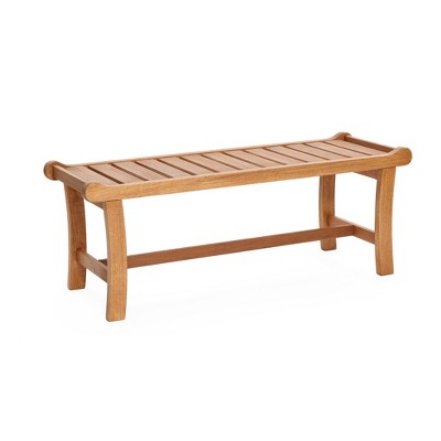 LuxenHome Natural Solid Wood 47.2-Inch Long Rectangle Outdoor Bench