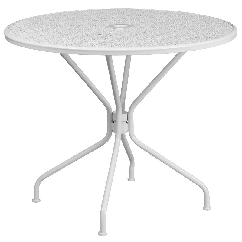 Emma and Oliver Commercial Grade 35.25" RD Indoor-Outdoor Steel Patio Table - Umbrella Hole, 1 of 8