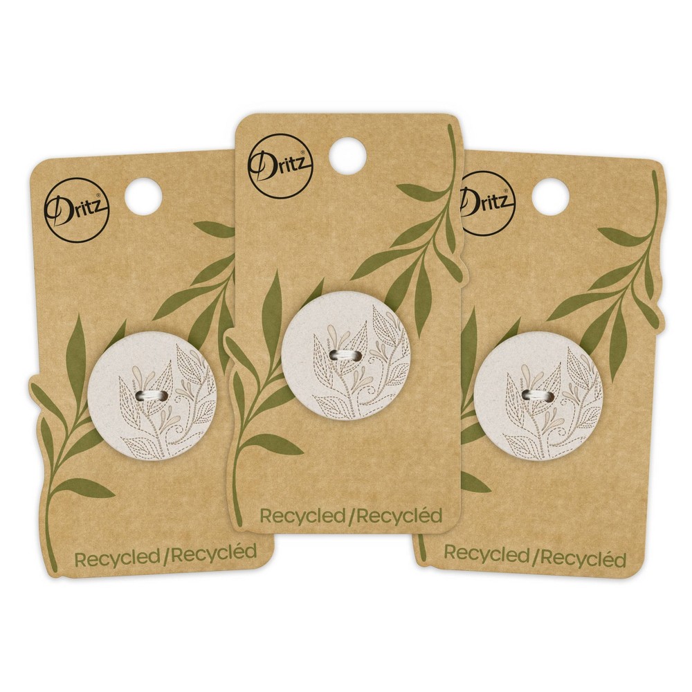 Dritz 28mm Recycled Hemp Round Floral Buttons Light Gray: Sewing Fasteners, Plastic, 3 Pieces, Art & Stationery