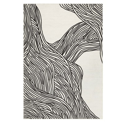 Washable Modern Contemporary Striped Rug Non Slip Low Pile Rug Soft Throw Floor Cover Foldable Indoor Carpet for Living Room Bedroom Playroom Nursery