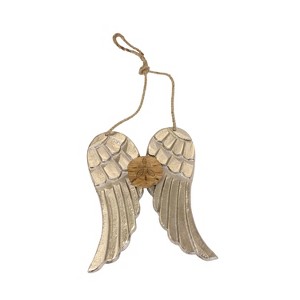 Beachcombers 6.7" ALUMINIIUM HANGING WINGS WOOD HEART - 1 of 1