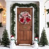 24" Pre-Lit Christmas Wreath for Front Door, Battery Operated Lighted Xmas Wreath for Door Window Indoor Outside Xmas Home Decor, Red and White - 4 of 4