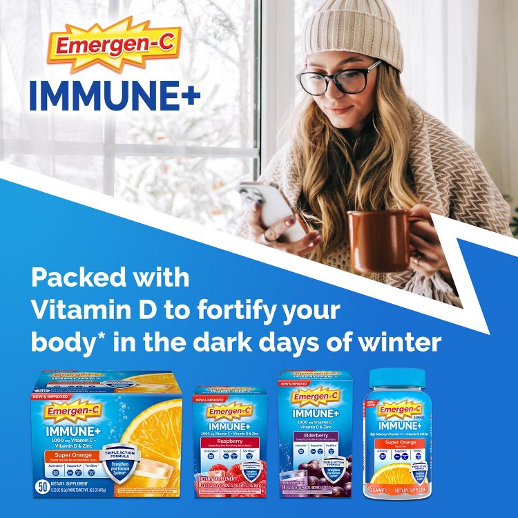 Emergen-C Immunity + Powder Drink Mix with Vitamin C - Super Orange - 9 ...