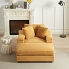 43.3"Corduroy Single Sofa With Back Pillow,Chaise Sofa,2 Toss Pillows And A Ottoman,Comfy Sofa Deep Seat Couch For Living Room-Cuddlewood - 2 of 4