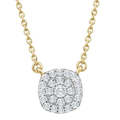 Pompeii3 1/4 Ct Diamond Cushion Shape Pendant Lab Created Yellow Gold Women's Necklace