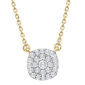 Pompeii3 1/4 Ct Diamond Cushion Shape Pendant Lab Created Yellow Gold Women's Necklace - 1 of 4