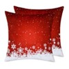 Set of 2 Throw Pillow Covers 18x18 inch, Snowflake Christmas Pillow Covers, Zippered Closure Design, Holiday Decorative Pillowcase for Couch Bed, Red - 3 of 4