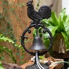 Slickblue Decorative Cast Iron Rooster Bell, Western Style Dining & Outdoor Accent, Antique Bronze, 5.5"x7.5"x16" - 2 of 4