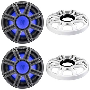 Kicker (2) 51MWF104 - MWF 10-Inch Premium Marine Subwoofer (free-air) 4-ohm and 51MWG10W White Grill Bundle - 1 of 4